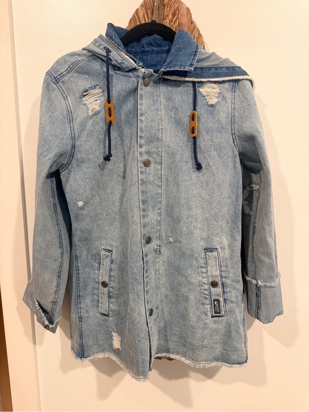 STS Ranchwear Light Blue Distressed Denim Hooded Jacket